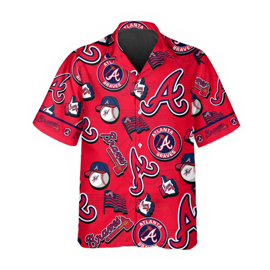 Pattern Logo Atlanta Braves Hawaiian Shirt, MLB Hawaiian Shirt Moonbestprint