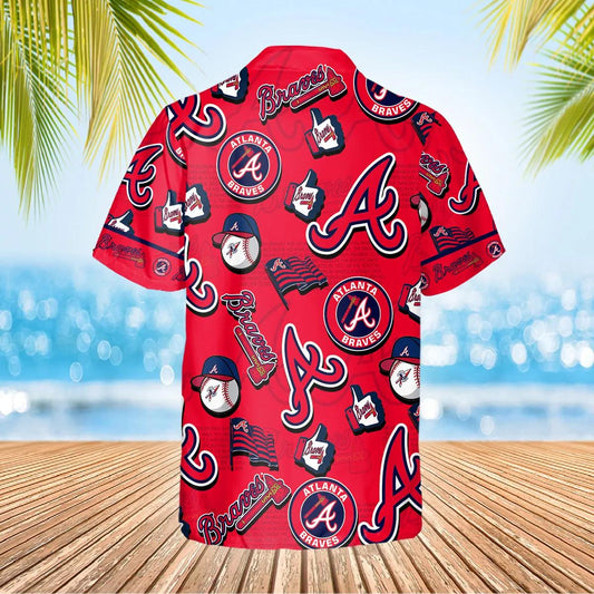 Pattern Logo Atlanta Braves Hawaiian Shirt, MLB Hawaiian Shirt Moonbestprint