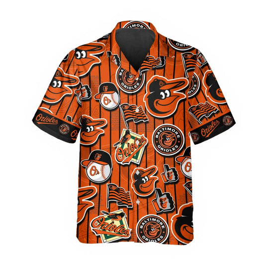 Pattern Logo Baltimore Orioles Hawaiian Shirt, Baltimore Orioles Aloha Shirt, MLB Hawaiian Shirt Moonbestprint