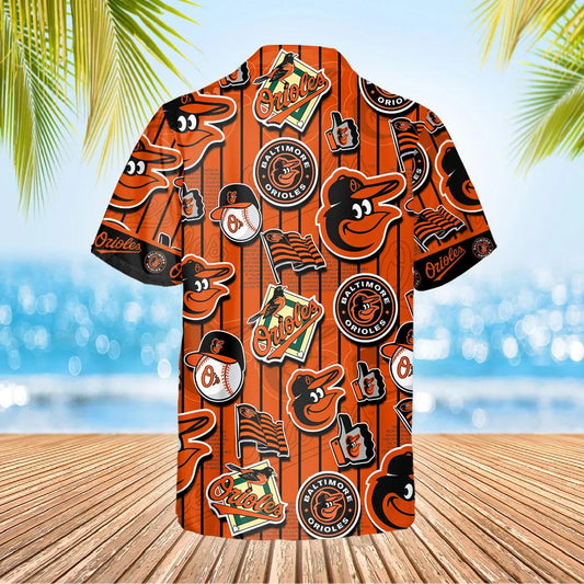 Pattern Logo Baltimore Orioles Hawaiian Shirt, Baltimore Orioles Aloha Shirt, MLB Hawaiian Shirt Moonbestprint