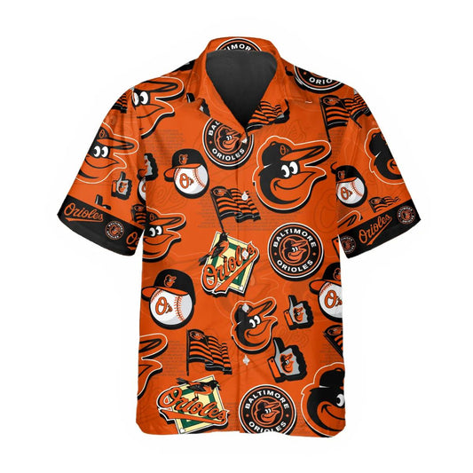 Pattern Logo Baltimore Orioles Hawaiian Shirt, MLB Hawaiian Shirt Moonbestprint
