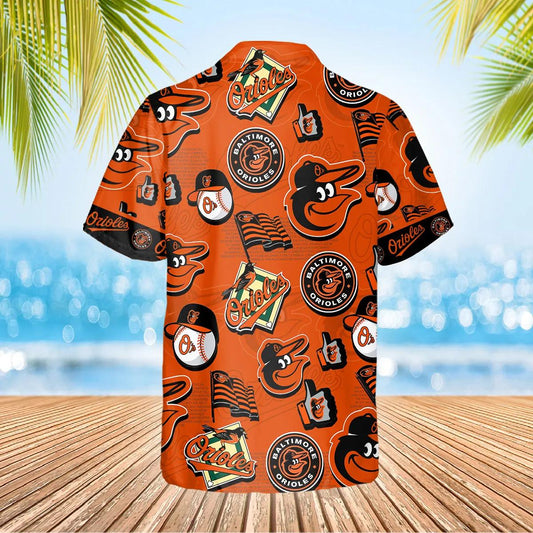 Pattern Logo Baltimore Orioles Hawaiian Shirt, MLB Hawaiian Shirt Moonbestprint