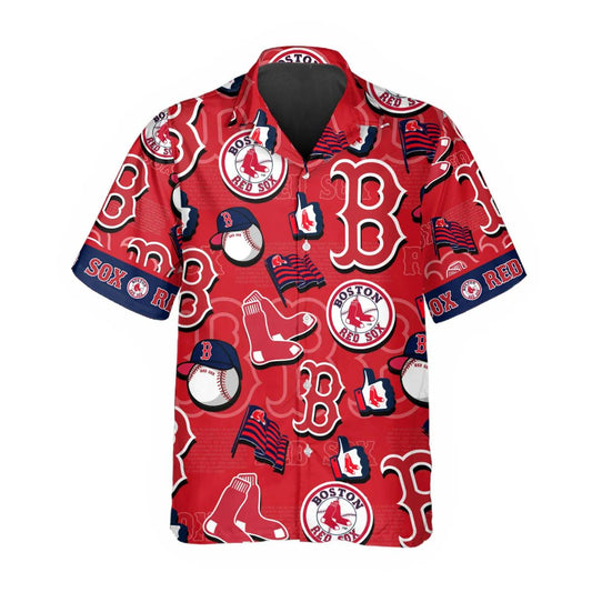 Pattern Logo Boston Red Sox Hawaiian Shirt, MLB Hawaiian Shirt Moonbestprint