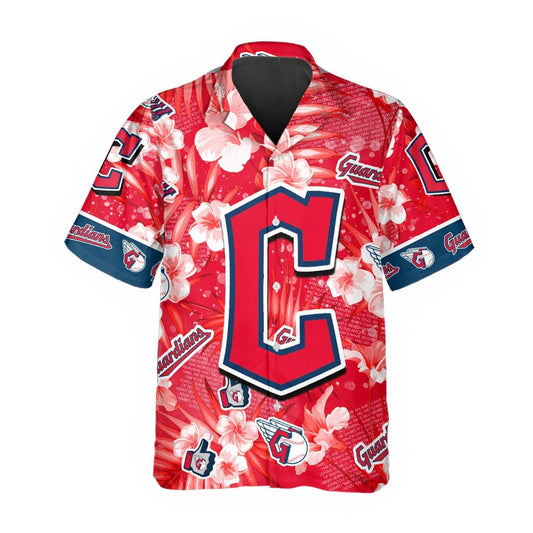 Pattern Logo Cleveland Guardians Hawaiian Shirt, Cleveland Guardians Aloha Shirt, MLB Hawaiian Shirt Moonbestprint