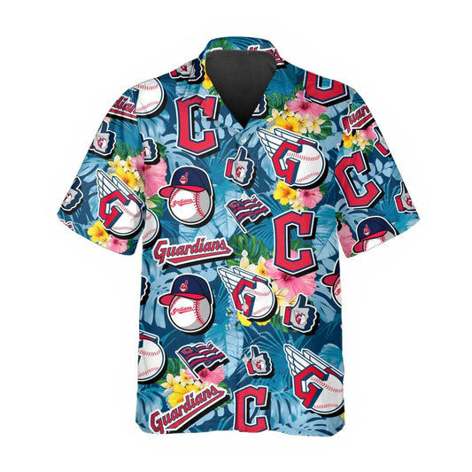 Pattern Logo Cleveland Guardians Hawaiian Shirt, MLB Hawaiian Shirt Moonbestprint