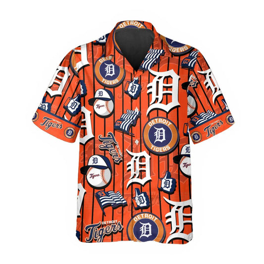 Pattern Logo Detroit Tigers Hawaiian Shirt, Detroit Tigers Aloha Shirt, MLB Hawaiian Shirt Moonbestprint