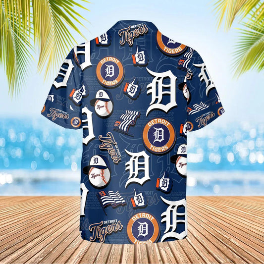 Pattern Logo Detroit Tigers Hawaiian Shirt, MLB Hawaiian Shirt Moonbestprint
