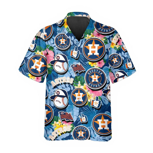 Pattern Logo Houston Astros Hawaiian Shirt, Houston Astros Aloha Shirt, MLB Hawaiian Shirt Moonbestprint