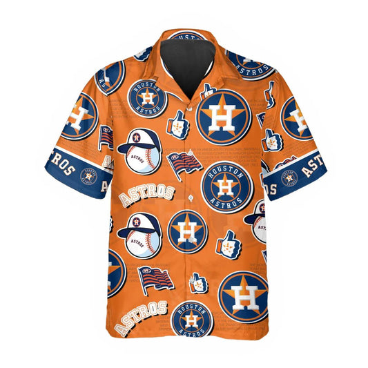 Pattern Logo Houston Astros Hawaiian Shirt, MLB Hawaiian Shirt Moonbestprint