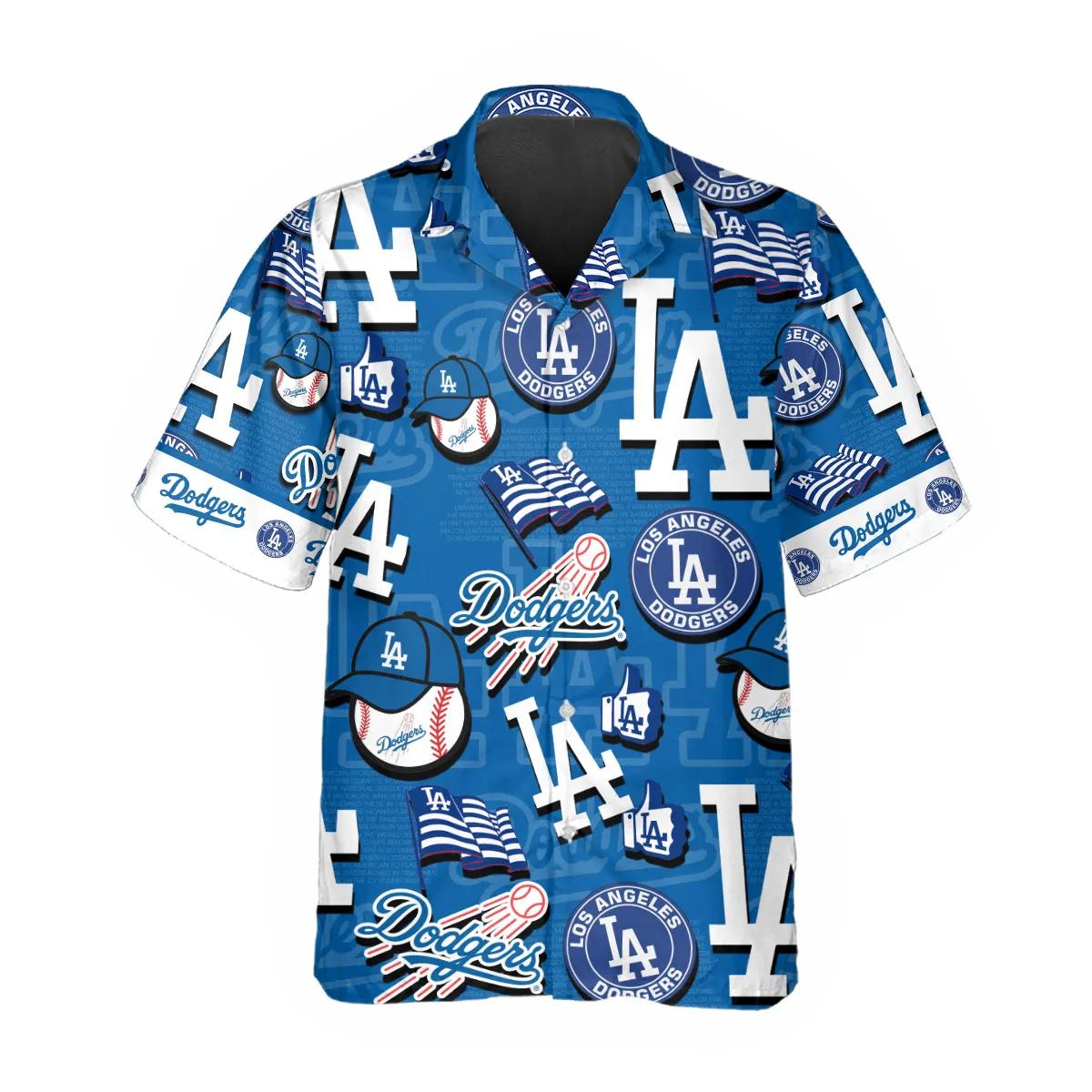 Pattern Logo Los Angeles Dodgers Hawaiian Shirt, MLB Hawaiian Shirt Moonbestprint