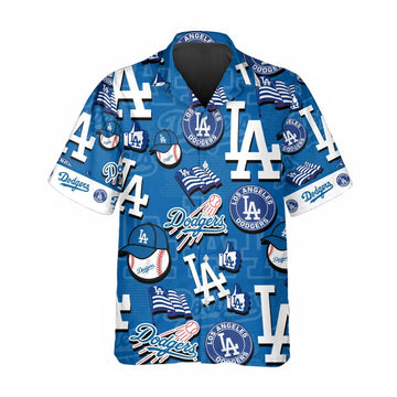 Pattern Logo Los Angeles Dodgers Hawaiian Shirt, MLB Hawaiian Shirt Moonbestprint