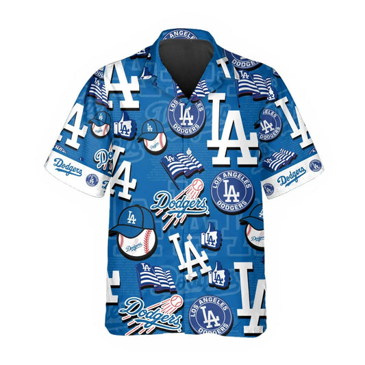 Pattern Logo Los Angeles Dodgers Hawaiian Shirt, MLB Hawaiian Shirt Moonbestprint