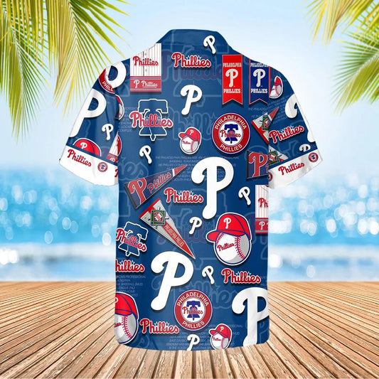 Pattern Logo New Philadelphia Phillies Hawaiian Shirt, MLB Hawaiian Shirt Moonbestprint