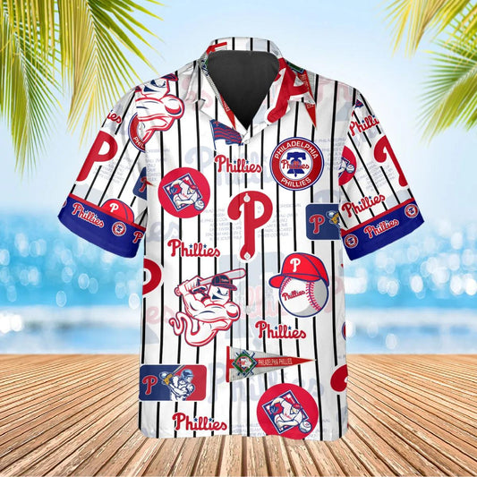 Pattern Logo Phillies Hawaiian Shirt, Philadelphia Phillies Hawaiian Shirt, MLB Hawaiian Shirt Moonbestprint