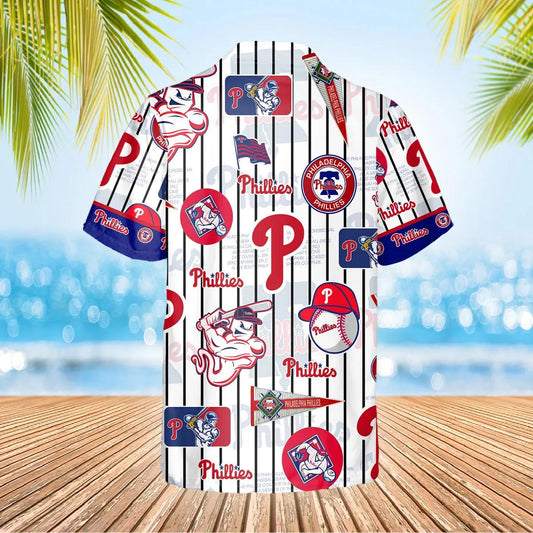 Pattern Logo Phillies Hawaiian Shirt, Philadelphia Phillies Hawaiian Shirt, MLB Hawaiian Shirt Moonbestprint