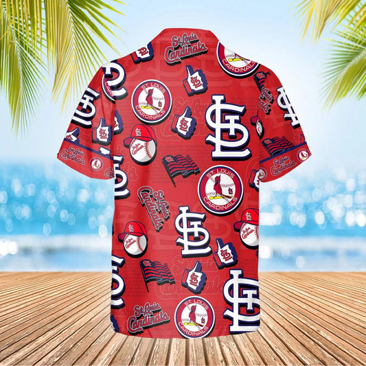 Pattern Logo St. Louis Cardinals Hawaiian Shirt, MLB Hawaiian Shirt Moonbestprint