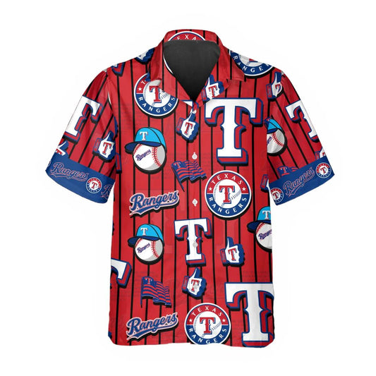 Pattern Logo Texas Rangers Hawaiian Shirt, Texas Rangers Aloha Shirt, MLB Hawaiian Shirt Moonbestprint