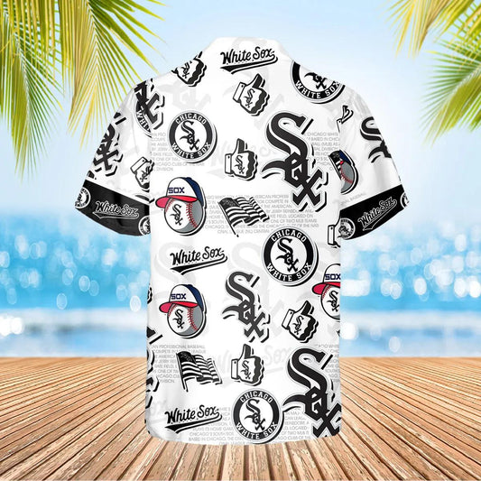 Pattern Logo White Sox Hawaiian Shirt, MLB Hawaiian Shirt Moonbestprint