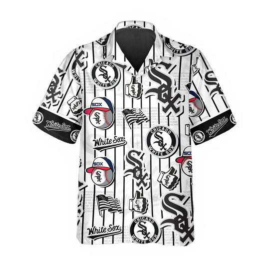 Pattern Logo White Sox Hawaiian Shirt, White Sox Aloha Shirt, MLB Hawaiian Shirt Moonbestprint