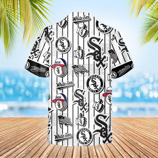 Pattern Logo White Sox Hawaiian Shirt, White Sox Aloha Shirt, MLB Hawaiian Shirt Moonbestprint