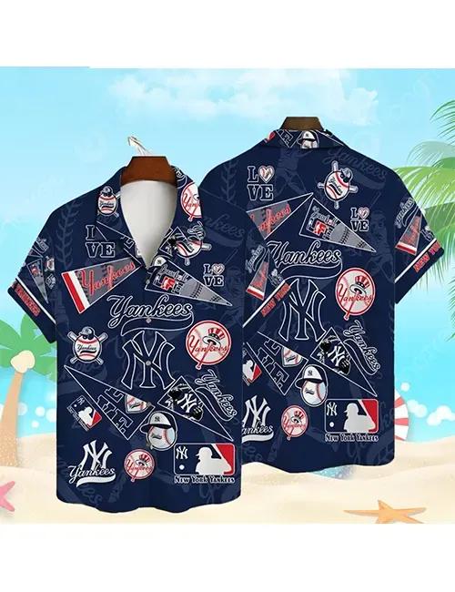 Pattern MLB New York Yankees Hawaiian Shirt, MLB Mens Tropical Shirts Moonbestprint
