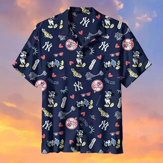 Pattern NY Yankees Hawaiian Shirt, MLB Hawaiian Shirt, Hawaiian Button Up Shirt Moonbestprint
