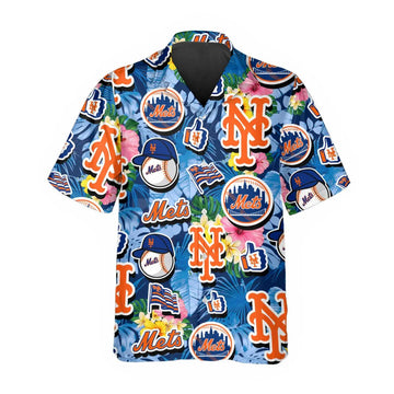 Pattern New York Mets Hawaiian Shirt, New York Mets Aloha Shirt Moonbestprint