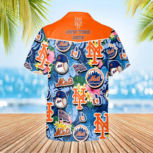 Pattern New York Mets Hawaiian Shirt, New York Mets Aloha Shirt Moonbestprint
