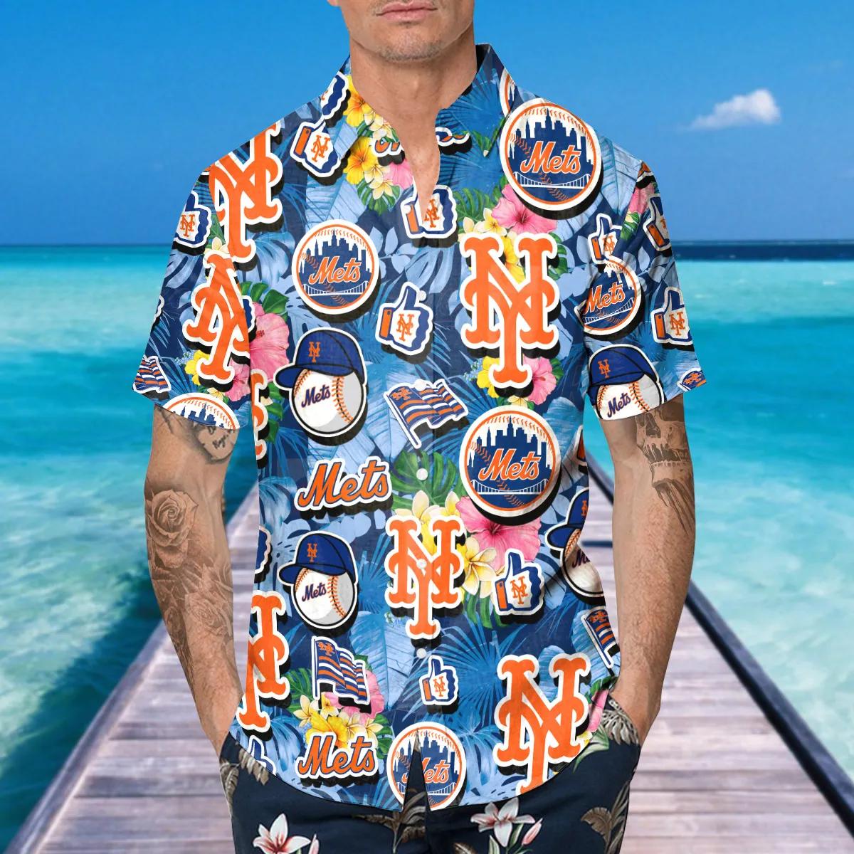 Pattern New York Mets Hawaiian Shirt, New York Mets Aloha Shirt Moonbestprint