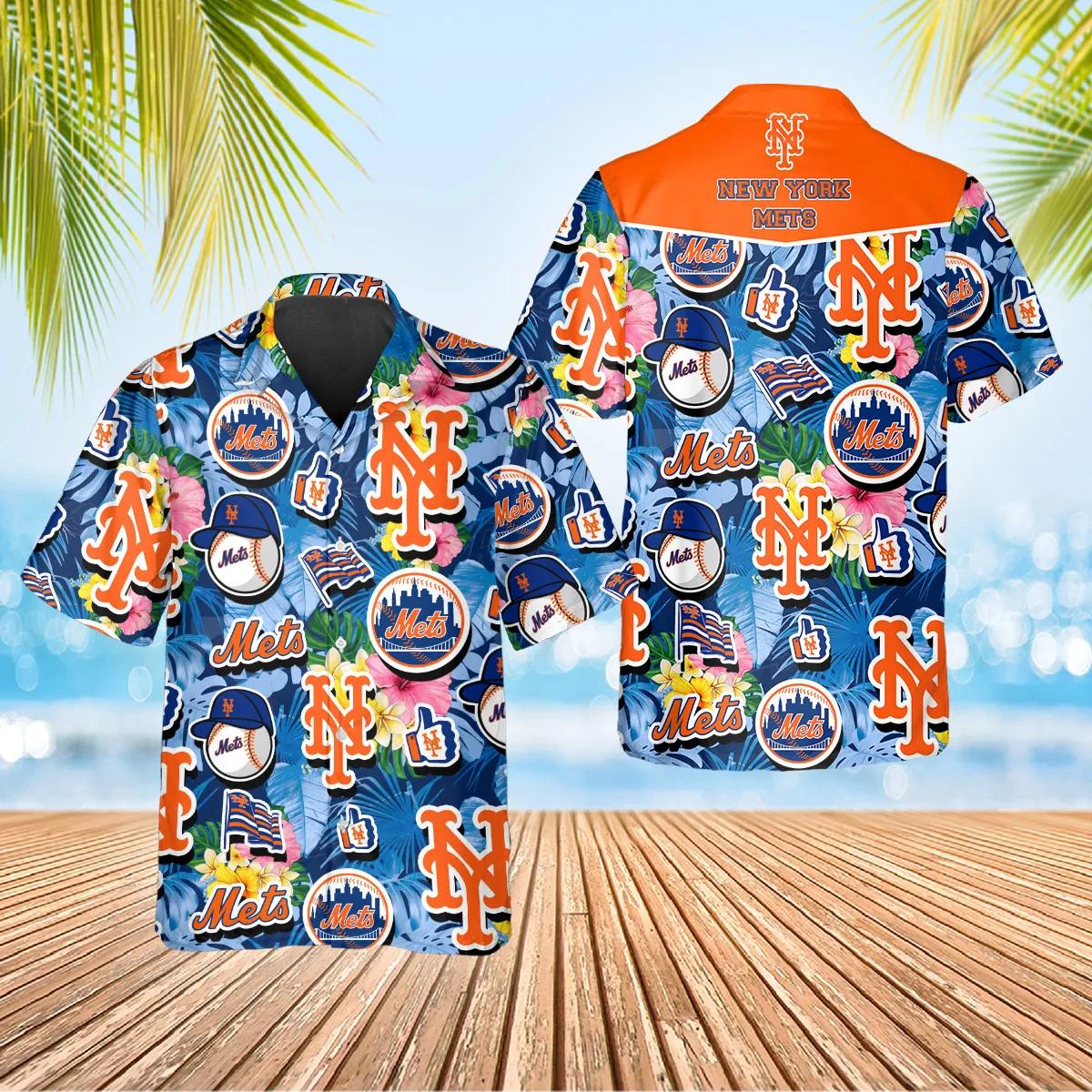 Pattern New York Mets Hawaiian Shirt, New York Mets Aloha Shirt Moonbestprint