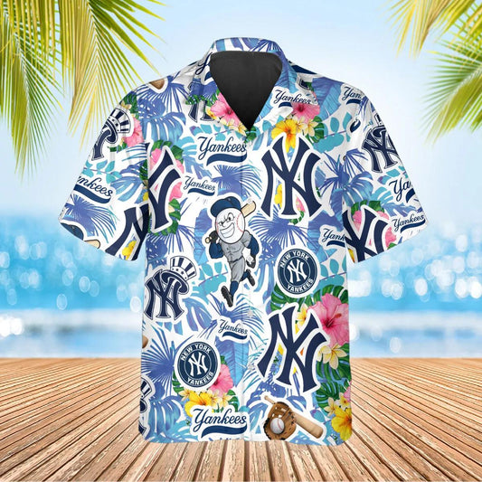 Pattern New York Yankees Hawaiian Shirt, Hawaiian Yankees Shirt Moonbestprint
