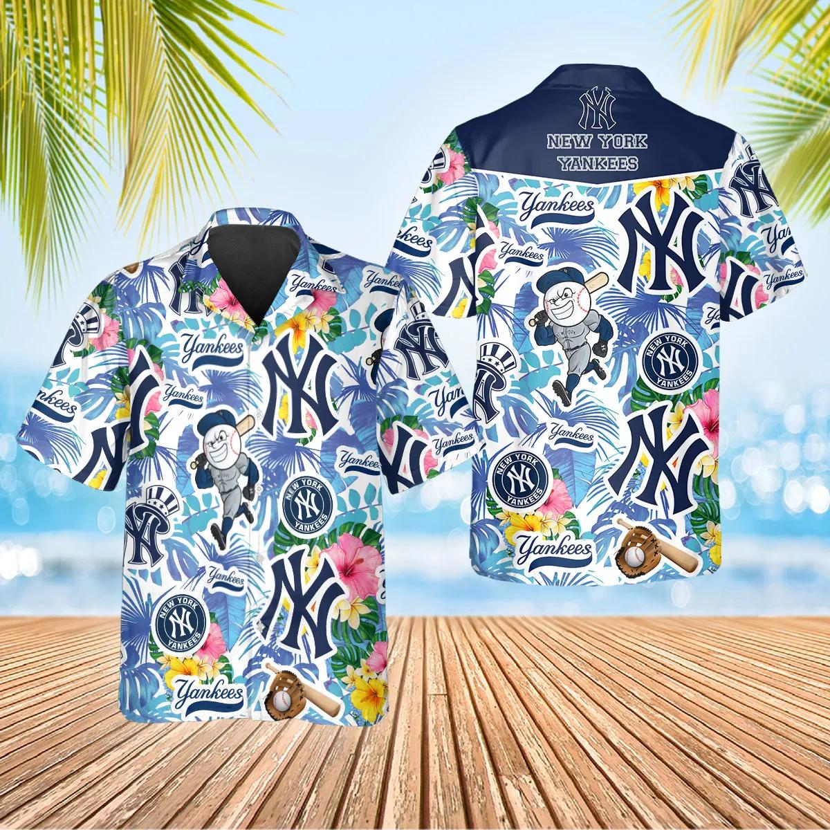 Pattern New York Yankees Hawaiian Shirt, Hawaiian Yankees Shirt Moonbestprint