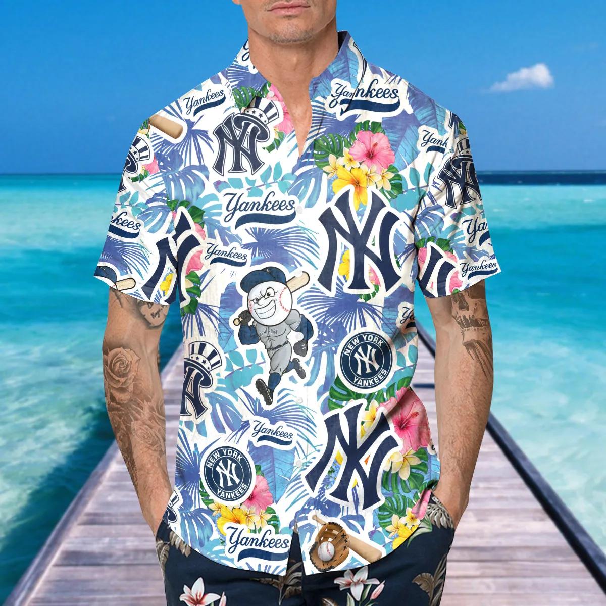 Pattern New York Yankees Hawaiian Shirt, Hawaiian Yankees Shirt Moonbestprint