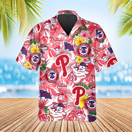 Pattern Phillies Hawaiian Shirt, Philadelphia Phillies Hawaiian Shirt, MLB Hawaiian Shirt Moonbestprint