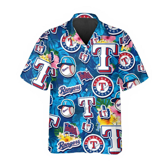 Pattern Texas Rangers Hawaiian Shirt, Texas Rangers Aloha Shirt Moonbestprint