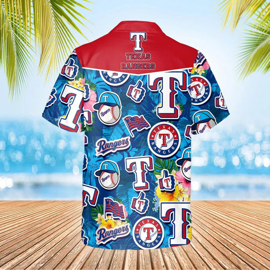 Pattern Texas Rangers Hawaiian Shirt, Texas Rangers Aloha Shirt Moonbestprint