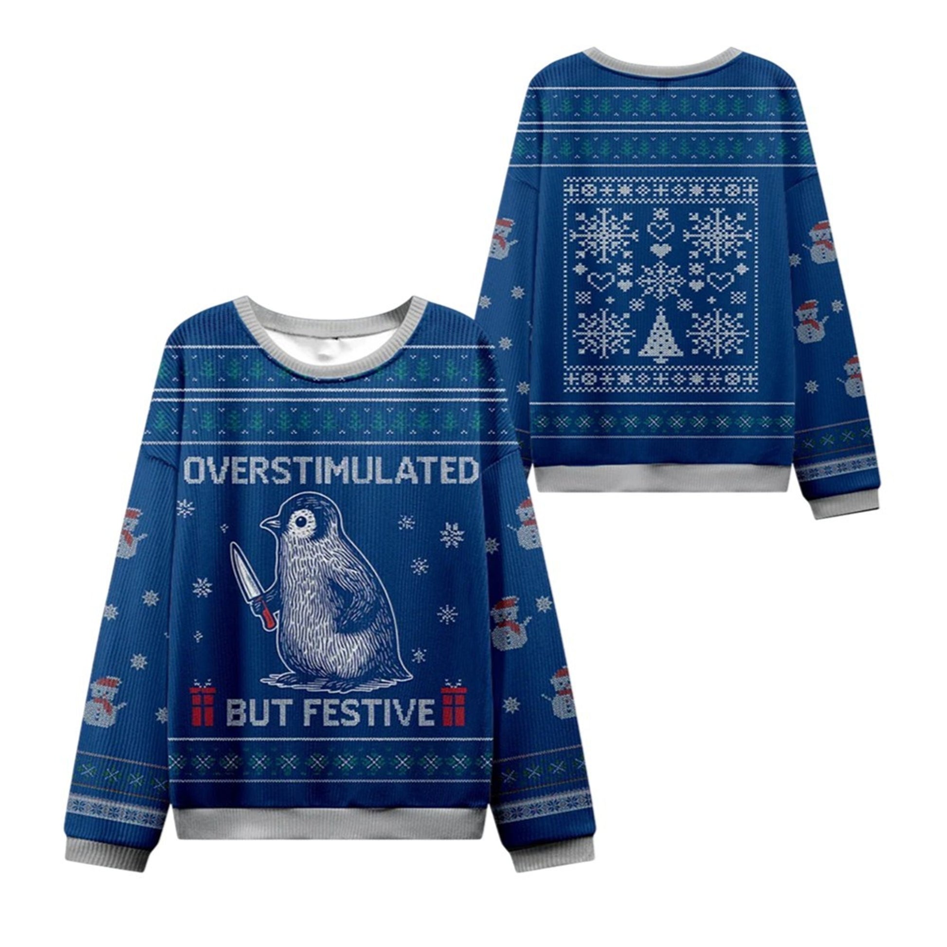 Overstimulated but Festive Ugly Sweater 2026 Christmas - Moonbestprint
