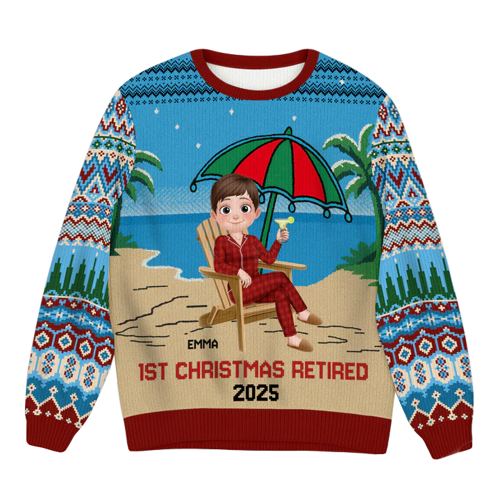 Personalised 1st Christmas Retired Ugly Sweater 2025 – Moonbestprint