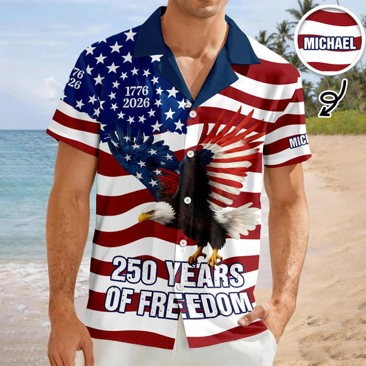 Personalized 250 Years of Freedom Flag, 1776–2026 Eagle Betsy Hawaii Shirt, 250th Anniversary Gift Moonbestprint