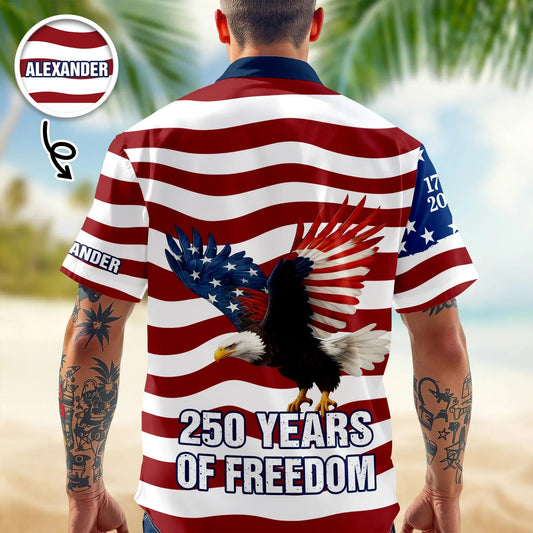 Personalized 250 Years of Freedom Flag, 1776–2026 Eagle Betsy Hawaii Shirt, 250th Anniversary Gift Moonbestprint