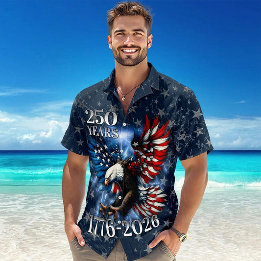 250th Anniversary Eagle Patriotic American Hawaiian Shirts, 250th Anniversary Gift Moonbestprint