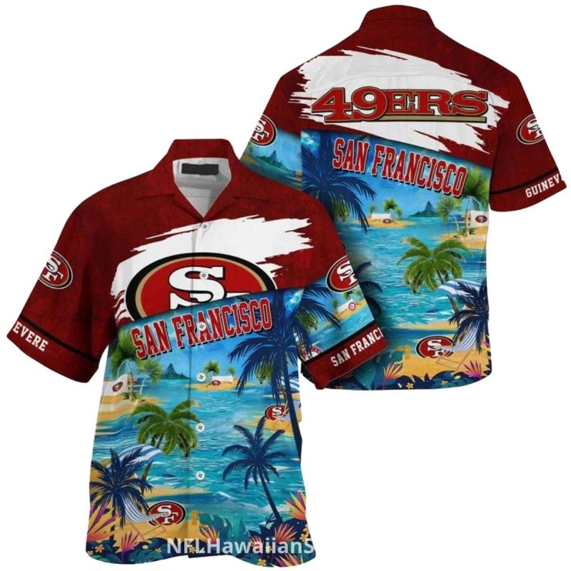 Personalized 49ers Blue Ocean Tropical Hawaiian Shirt - Moonbestprint