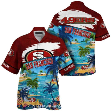 Personalized 49ers Blue Ocean Tropical Hawaiian Shirt - Moonbestprint