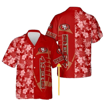 Personalized 49ers Logo And Floral Team Design Hawaiian Shirt - Moonbestprint