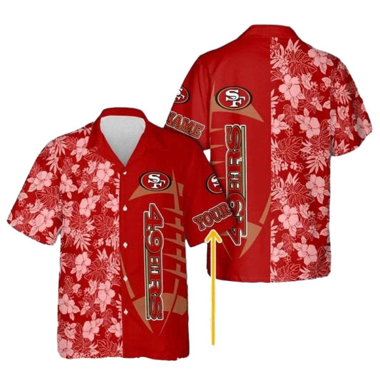 Personalized 49ers Logo And Floral Team Design Hawaiian Shirt - Moonbestprint