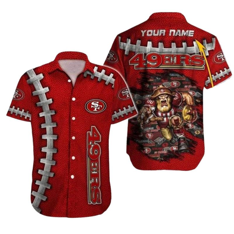 Personalized 49ers Logo And Mascot Red Hawaiian Shirt - Moonbestprint