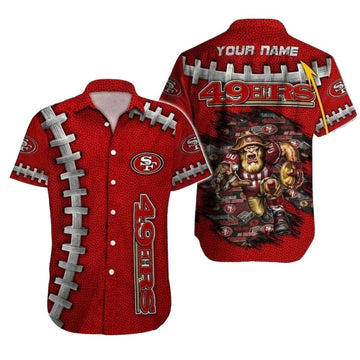 Personalized 49ers Logo And Mascot Red Hawaiian Shirt - Moonbestprint