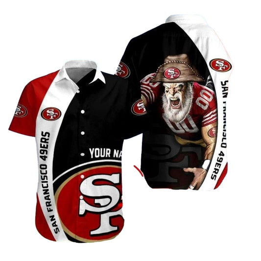 Personalized 49ers Mascot Pride Color Split Hawaiian Shirt - Moonbestprint
