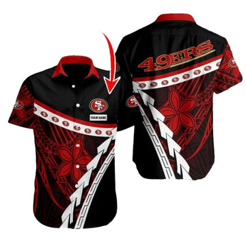 Personalized 49ers Tribal Art And Stripes Hawaiian Shirt - Moonbestprint