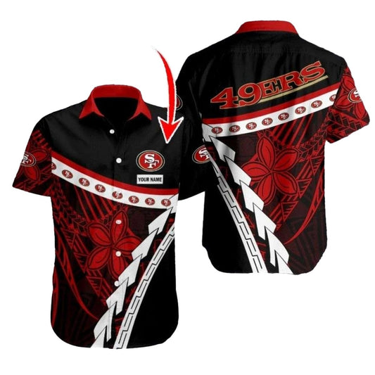 Personalized 49ers Tribal Art And Stripes Hawaiian Shirt - Moonbestprint
